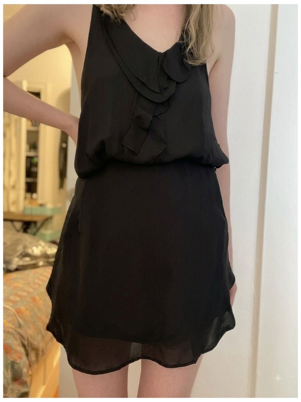 Alexander Wang racerback Peter Pan collar ruffle detail minidress size 2